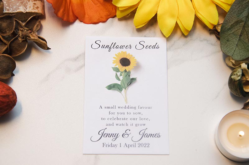 Sunflower Seed Wedding Favour with Poem - Wedding Seeds